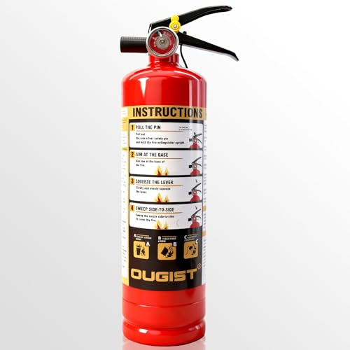 Ougist 900g ABC Dry Powder Fire Extinguisher for Home, Car, Garage & Boat | Compact 900g ABC dry powder extinguisher for initial-stage Class A, B and C fires in homes, cars, garages and boats.