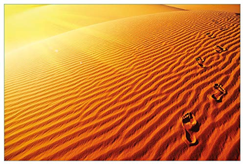 Wallario Küchenrückwand selbstklebend 90 x 60 cm, Motiv: Fußspuren im Sand - Sanddüne in der Wüste | Spritzschutz abwischbar & pflegeleicht