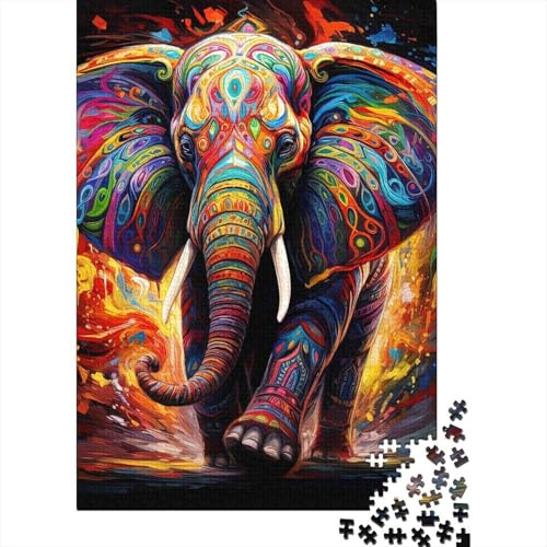 1000 Teile Bunte Elefant Puzzle für Erwachsene Papiermaterial Wanddeko Gehirntraining Tierpuzzle Geschenk 38x26cm/1000pcs