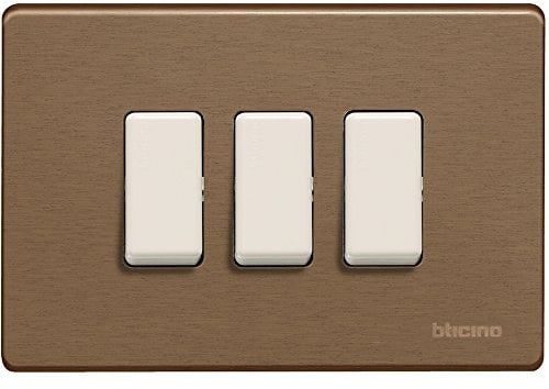 BTicino 503/3/BR Placca Magic, Bronzo, 3 Posti