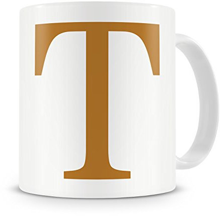 givagift Letter “T” Mug – Letter T Mug, T Letter Mug, T Mug – Mug Gift/Present – Choice Of Colours – Modern/Cool/Trendy Style Mug (Gold)