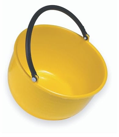 Ecoplast | Paniere Agricolo in Plastica Resisitente con Manico Arrotondato, Colori Assortiti Giallo Ocra/Rosso Veneziano/Azzurro/Verde Acido, 35x35x20, Made in Italy