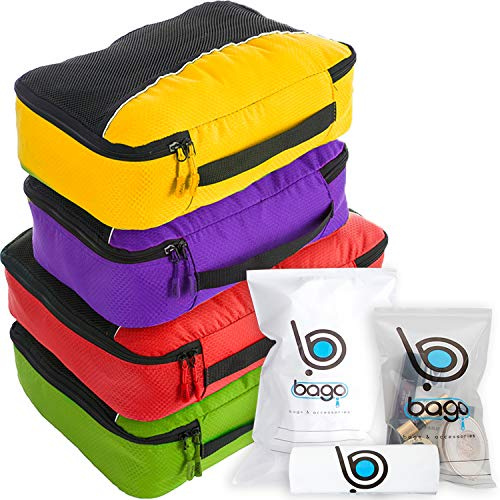 Bago 7 Packing Cubes for Travel – 4 Packing Cube with 3 ZipLock Bags – Travel Cubes to get maximum storage, save time & effort to pack – Happy Traveling