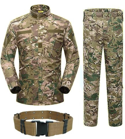 HANSTRONG GEAR H World Shopping Militärischer taktischer Herren-Jagd-Kampfanzug, BDU-Anzug, Hemd und Hose mit Gürtel