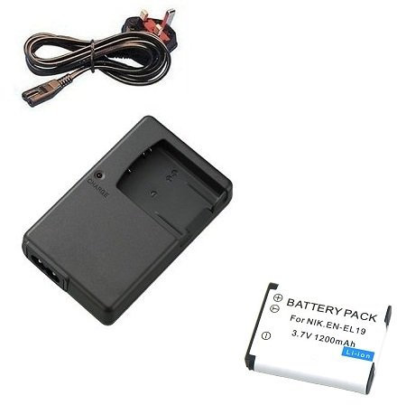 Mains Battery Charger and Battery for Nikon COOLPIX A100, A300, S32, S33, S100, S2500, S2550, S2600, S2700, S2750, S2800, S2900, S3100, S3200, S3300, S3400, S3500, S3600, S3700 Camera