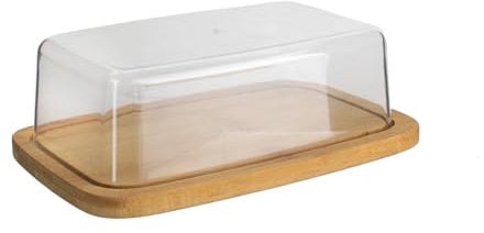 Cook Concept KA2140 Beurrier Bambou et Plastique Beige et Transparent H6 x 12,5 x 20,5 cm, Marron