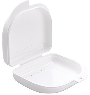 ULTNICE 2 X Zahnspangendose Mit BelüFtungslöChern Und Schnappverschluss, Prothesendose, Aufbewahrungsbox FüR Retainer, Prothese, Weiß, 8,5 X 8,2 X 2,8 Cm