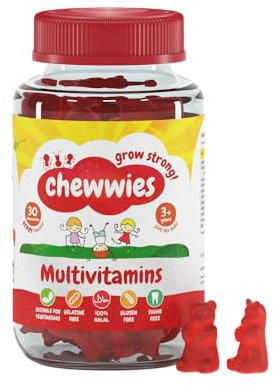 Chewwies Multivitamin Gummies | Sugar-Free Chewable Vitamin Gummies | Vegan & Vegetarian | Soft Raspberry Flavor | Halal & Gluten-Free | Essential Nutrients for Kids & Adults | Daily Health Support