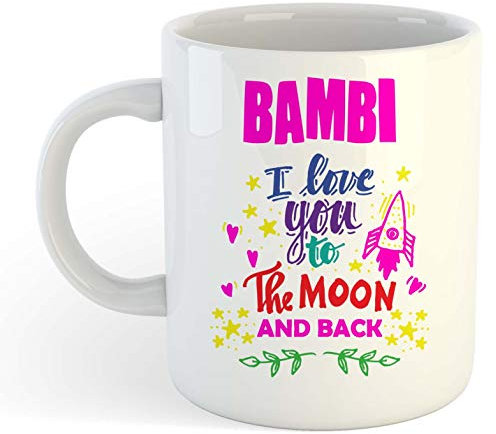 grabmybits Bambi - I Love You to The Moon and Back Mug - Funny Named Valentine Mug