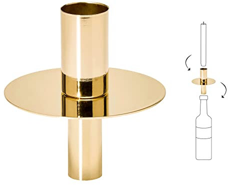 EDZARD Flaschenaufsatz für Kerzen (H 8 cm) - Kerzenständer, Deko Kerzenhalter für Stabkerzen, Einsatz für Flaschen - Kerzen Deko, Kerzenleuchter (Gold)