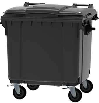 Office Needs Direct Grey Wheelie Bin Polyethylene 1100 Litre Wheeled Recycling Waste Bin