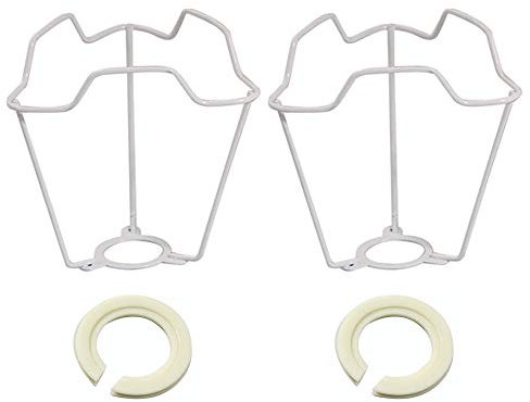 2 Pack - 5 White Metal Vintage Shade Carrier to Support Table & Floor Lampshade with Duplex Fitting | Reducing Ring Included | Fits All Types of Lampholders | ES SES BC SBC