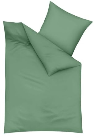 Traumschlaf Feinbiber Bettwäsche Uni – Warme Winterbettwäsche aus 100% Baumwolle – kuschelig angeraut, atmungsaktiv & hautfreundlich – mit Reißverschluss – 240x220 cm + 2X 80x80 cm, hellgrün