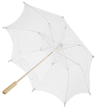 Fafeicy Parapluie en dentelle Parapluie de mariage pour accessoires de photographie Fournitures de mariage Parapluies bâtons (L blanc)