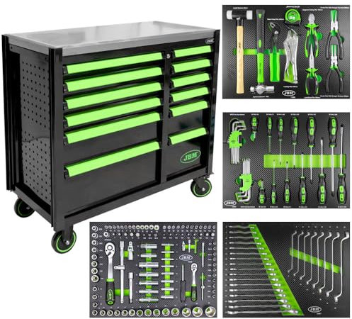 JBM Carrello portautensili con 12 cassetti - VERDE - ARMATO
