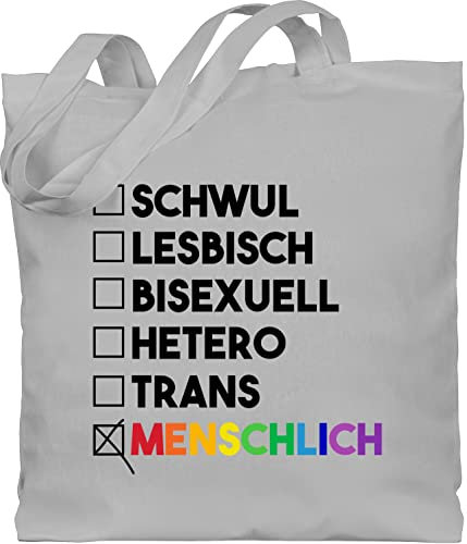 Baumwolltasche - LGBTQ Kleidung Flag - Menschlich - Deine Wahl - Pride - Regenbogen - schwarz - Unisize - Hellgrau - tasche lgbt beutel csd jutebeutel lesbian jutetasche lqbtq stofftüten gay