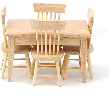 Puppenhaus Schreibtischstuhl Set, 1:12 Puppenhaus Miniatur Simulierter Schreibtischstuhl Mini Möbel Modell Spielzeug Zubehör(Tisch- und Stuhlgarnitur) Puppen & Plüschtiere