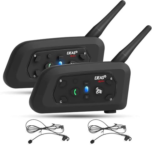 EJEAS V6C Referee Bluetooth Intercom, 850mAh Full Duplex 1200M Wireless Bluetooth Interphone mit Referees Headset and Running Armband for Soccer Hockey Rugby Sport, USB-C (2 Pack)
