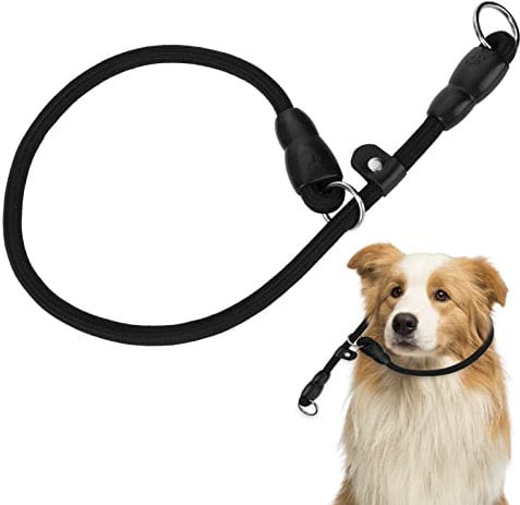 TIESOME Slip Collar Dog Training Choke Collar, Round Nylon Rope Collar No Pull P-Collar for Small Medium Large Dogs (Black M)