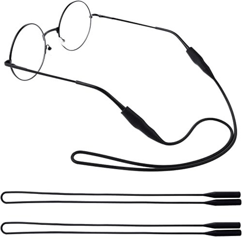 WLLHYF 2 cinghie per occhiali da sole, in silicone, impermeabili, anti-silp, regolabili, per sport, taglia universale, per uomini e donne, nero, taglia unica