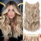 Halos Hair Extension with Transparent Wire, Invisible Wire Hair Extensions with 5 Adjustable Sizes, 20 Inch Synthetic Long Wavy Hair Pieces for Women (Color: Dark Ash Blonde Mixed Bleach Blonde)