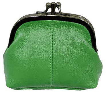 LOLUNA® Porte-Monnaie Femme Cuir Agneau Souple, Fermoir clic-clac modèle Retro, Compartiment Fermeture, Couleurs au Choix - Vert Clair