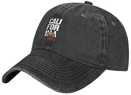 Oudrspo California Republic Bear Cap für Erwachsene, verstellbar, Klassische Casquette-Denim-Mütze für den Außenbereich