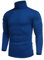COOFANDY Pull d'Hiver à Col Roulé pour Homme - Fin et Épais - Coupe Ajustée - en Coton - Manches Longues - Bleu Roi M