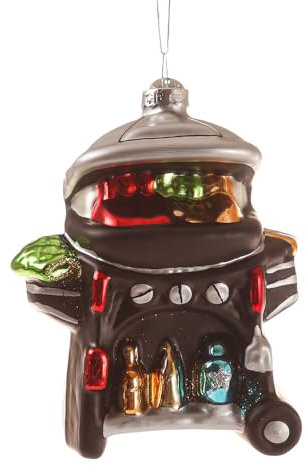 MARELIDA Weihnachtsbaumschmuck Grill BBQ Gasgrill aus Glas Weihnachtskugel Grillen Baumkugel für Grillliebhaber H: 12,5cm - schwarz