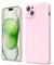 oakxco for iPhone 15 Plus Phone Case Liquid Silicone, Thin Slim Soft Rubber Gel TPU Plain Simple Cover for Women Girl Cute, Matte Solid Color,Light Pink