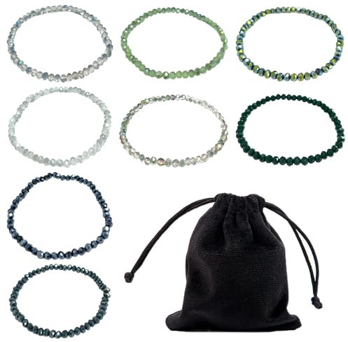 MAXQUU 2 Sätze Damen-Armbandpakete mit Kristallperlen, 1 schwarze Aufbewahrungstasche, mehrschichtiges Edelsteinarmband, elastisches Armband mit Kristallperlen, modisches Schmuckset für Damen