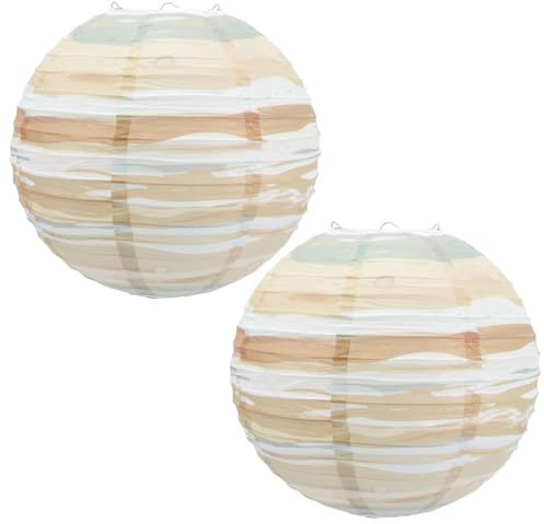 Housoutil 2 Pièces Lanterne Papier Suspendu Suspension Simple Lampe Suspendue Au Plafond Plafonnier Papier De l'espace Abat-Jour en Ornement Rond Enfant Lumière e