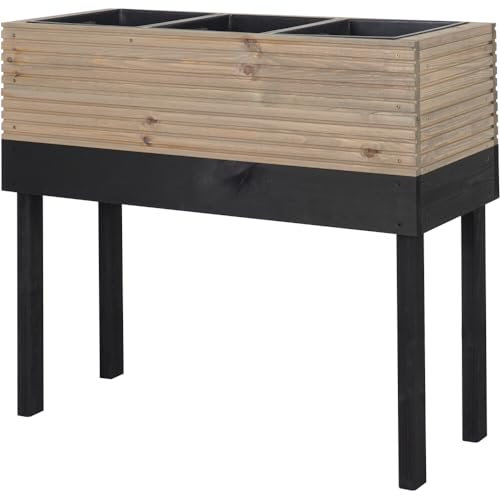 Siena Garden Hochbeet NOLA grau/schwarz Kiefer FSC 100% 89 x 32,5 x 79 cm