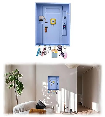mumisuto Friends Monica's Key Hooks, Colgador de Llaves para Puerta Decoración de Pared Vintage Hecho a Mano Llavero Personalizado Morado para Entrada Baño Salón Y Oficina (Azul)