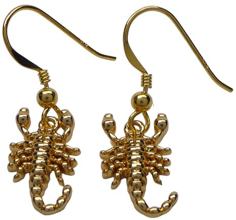 Vergoldete Skorpion-Ohrringe - 925 Sterling Silber Ohrhaken, Hypoallergen, Elegantes Schmuckstück für Damen
