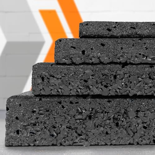 METIS Non-Slip Gym Flooring Tiles | 1m x 1m Recycled Rubber Mats for Superior Gym Protection – Available in Blue, Black or Grey [Individual Mats & Pallets] (Black, 10mm [1x Mat])