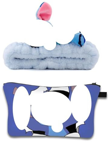 Haarband Kosmetik Blauer Cartoon Headband Skincare Stirnband Schminken Makeup Tasche für Hautpflege, Make-up, Gesicht Waschen