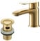 Basin Mixer Tap with Drain, BATHWEST Brushed Golden Brass Bathroom Sink Taps with Waste, Modern Bathroom Taps with Pop Up Waste Middle 492NGO