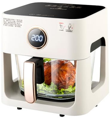 BURLOE Air Fryer with Viewing Window, 5L Deep Fryer Hot Air Cooking Functions One Touch Operation Deep Fryer with Hot Air without Oil Dishwasher Safe,White