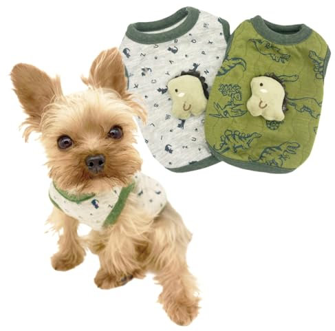 YorkieGogo 2-Piece Tiny Pet Clothes, Ultra Soft Sweater Set for Newborn/Teacup Cats & Dogs (e.g., Chihuahuas, Yorkies), Rabbits, XXXS Shirts (XX-Small, Dinosaur)