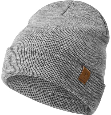 YANIKY Mütze Damen, Herren Mütze Winter, Weich Bequem Warme Strickmütze Unisex, Winddichte Wintermütze, Klassische Beanie Mütze Ideale für Herbst Winter und Frühling (Grau)