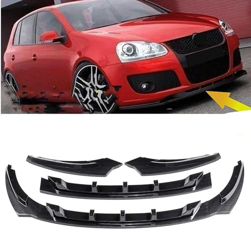 LPOOSAKW Auto Frontlippe Frontspoiler für VW Golf 5 GTI 2003 2004 2005 2006 2007 2008, Frontstoßstange Splitter Kit Auto zubehör,Carbon Fiber Look