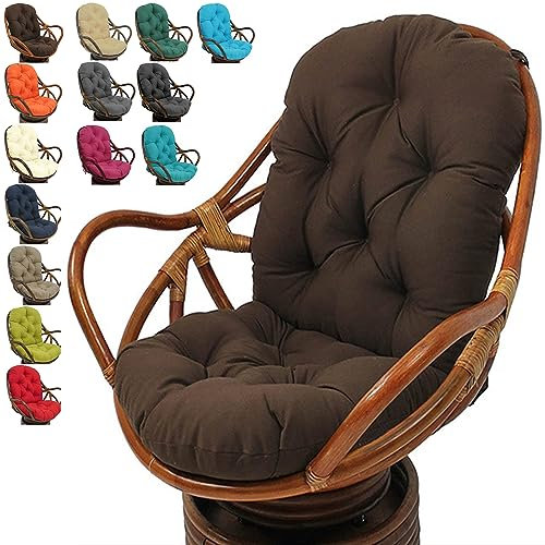 Drehbarer Schaukelstuhl, wasserdicht und bequem, 120 x 60 cm, getuftet, hohe Rückenlehne, Rattan, Schaukelstuhl, Eierstuhl, Dunkelbraun