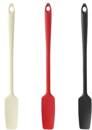 3 Stück Silikon Teigschaber mit langem Griff,Hitzebeständig,Antihaft für Backen,Kochen,Rühren und Mischen Silikonspatel,Silikonschaber,Restelöffel,Silikon Löffel,Silikonspachtel,Gummi Küchen Schaber
