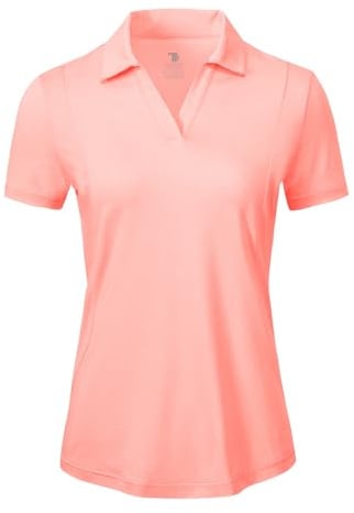 donhobo Damen Poloshirt UPF 50+ Kurzarm Golf Shirts | V-Ausschnitt Tops UV Schutz Schnelltrocknend Atmungsaktive Sportshirt Sommer T-Shirts für Casual Tennis Arbeit