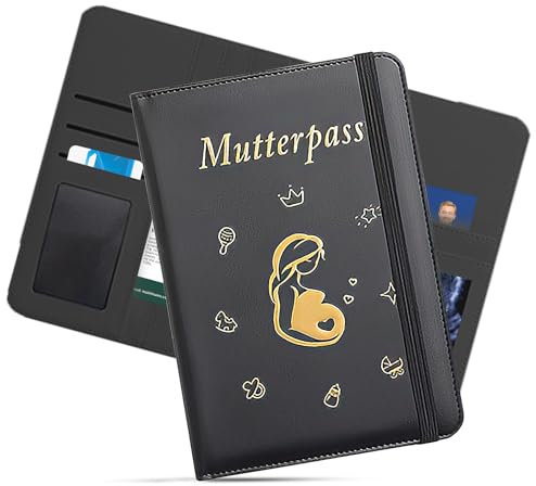 Funda protectora para carné de maternidad alemana, de piel sintética, con 9 compartimentos, regalo para embarazadas y embarazadas, color negro