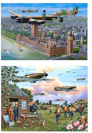 The House of Puzzles Sky Patrol Jigsaw Set - 2 x BIG 500 Piece Jigsaws For Adults, Multi Puzzle Pack, Artist Illustrated, Deluxe Puzzle Gifts, Sustainably Made