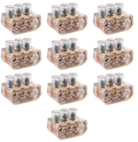 10 Morsetti forbox triplo, tripolare, sezione 3x 16mm² 16mmq, 3 poli, 3 fori, morsetto per cablaggio forbox, campanelle, in policarbonato e ottone, per scatole di derivazione, 450V 76A