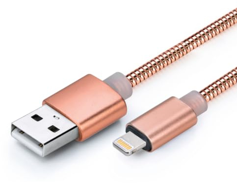 Status AT8P1MMRGL10 Câble de charge USB A vers 8 broches, 1 m, charge rapide et synchronisation des données à haute vitesse, métal or rose, design durable