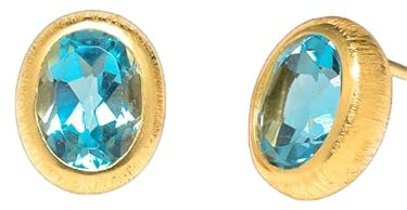 Blautopas 18k Gold/Silber Ohrstecker. Sky Blue. 11mm. Vermeil